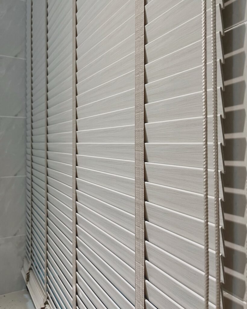off white wooden blinds for kitchen in jumeriah by blinds shop