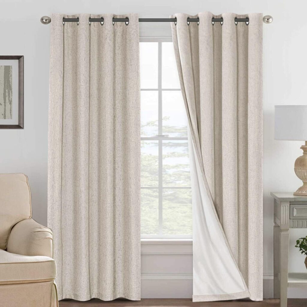 BUY 100% CREAM COLOUR LINEN BLACKOUT CURTAINS FOR LIGHT BLCOKING AND ENERGY EFFICIENCY BY DUBAI BLINDS