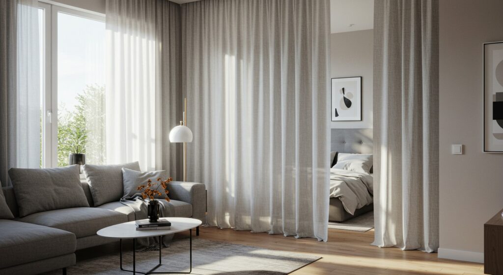 CUSTOM MADE LINEN CURTAINS FOR LIGHT CONTROL AND PRIVACY BY DUBAI BLINDS-FALT 30% OFF