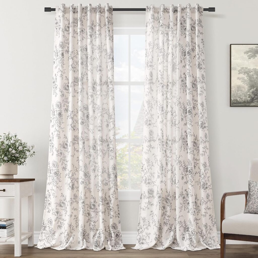 FLORAL PRINTED LINEN CURTAINS FOR LUXIRIOUS LIVING ROOM DECOR BY DUBAI BLINDS