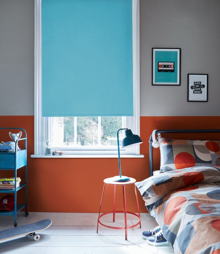 LIGHT BLUE COLOUR ROLLER BLINDS FORKIDS BEDROOM BY DLINDS SHOP DUBAI
