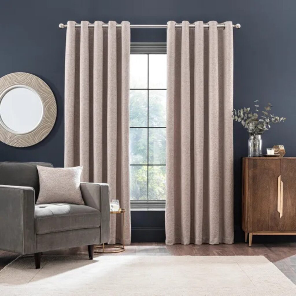 LIGHT COLOUR EYLET CURTAINS FOR LIVING ROOM BY DUBAI BLINDS-FLAT 30% OFF