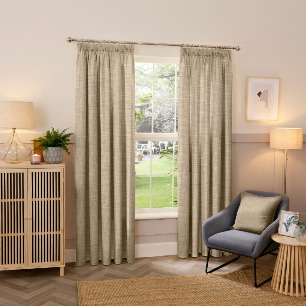 LIGHT GOLDEN COLOUR EYELET CURTAINS FOR HOME AND OFFICE BY DUBAI BLINDS-FREE FIXING