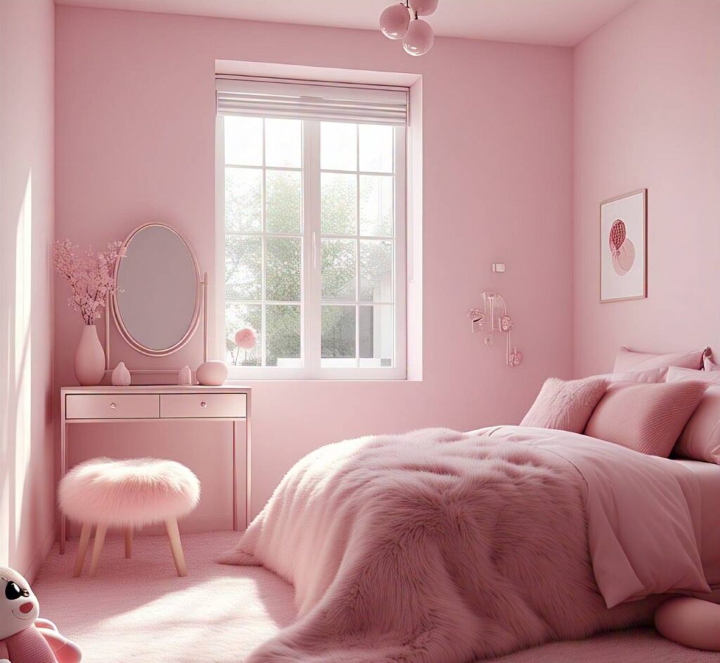 PINK COLOUR CUSTOMIZED BEDOOM FURNITURE FOR GIRLS BEDROOM