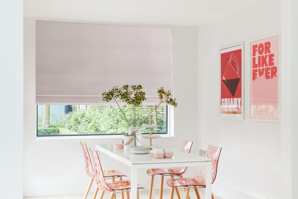 PINK COLOUR ROMAN BLINDS FRO DINNING ROOM AND KITCHEN BY DLINDS SHOP DUBAI
