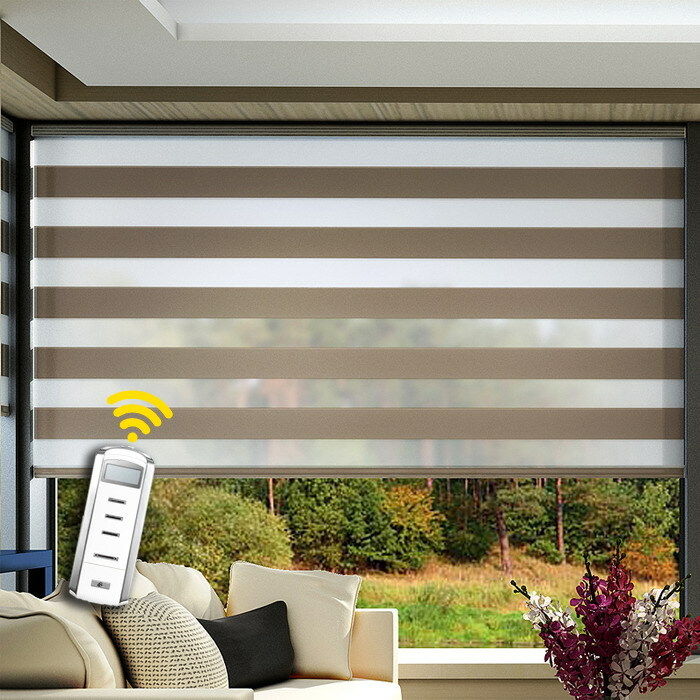 REMOTE CONTROL MOTORIZED ZEBRA ROLLER BLINDS BY DLINDS SHOP DUBAI-20% DISCOUNT