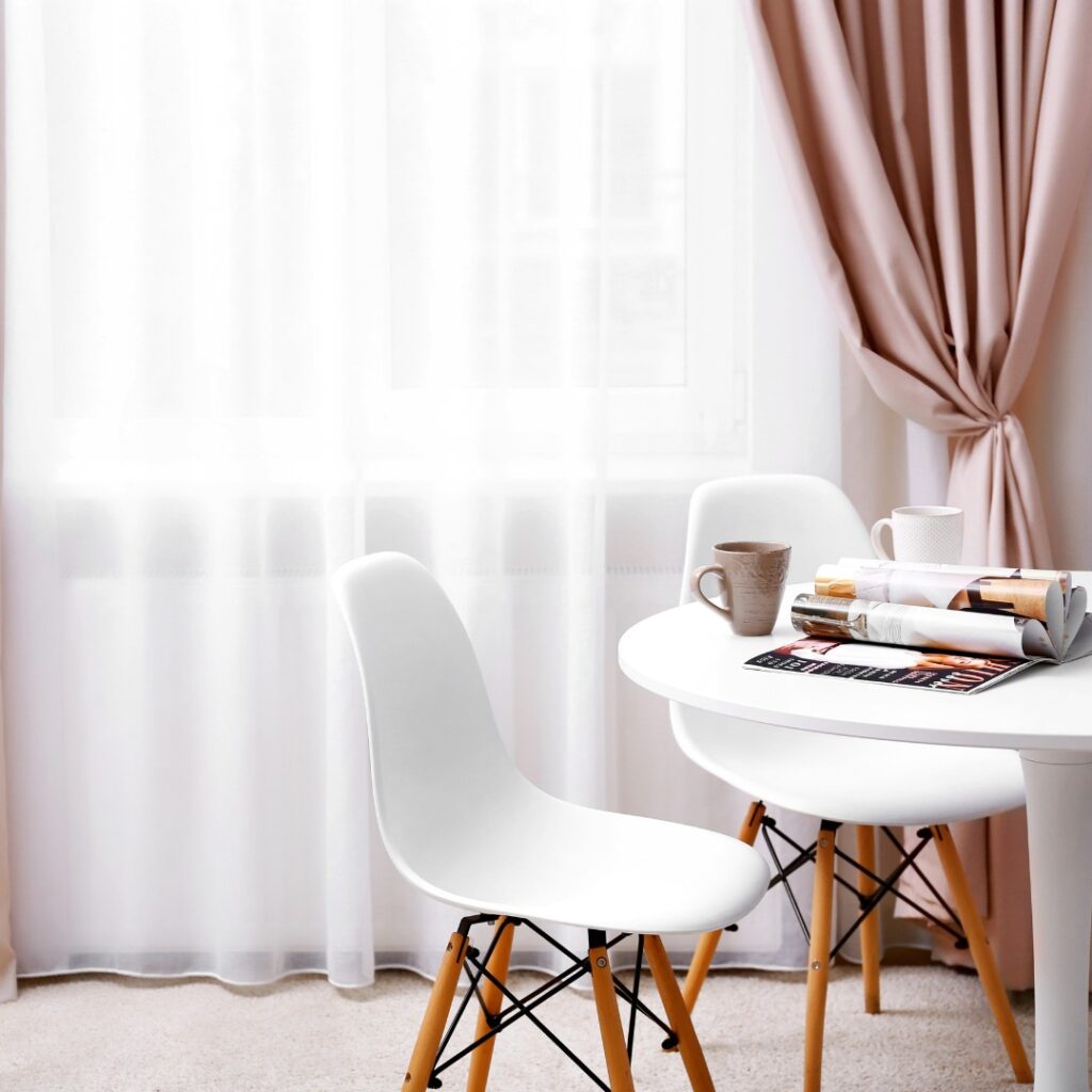 SHEER+BLACKOUT CURTAINS FOR DINNING ROOM BY BLINDS SHOP DUBAI
