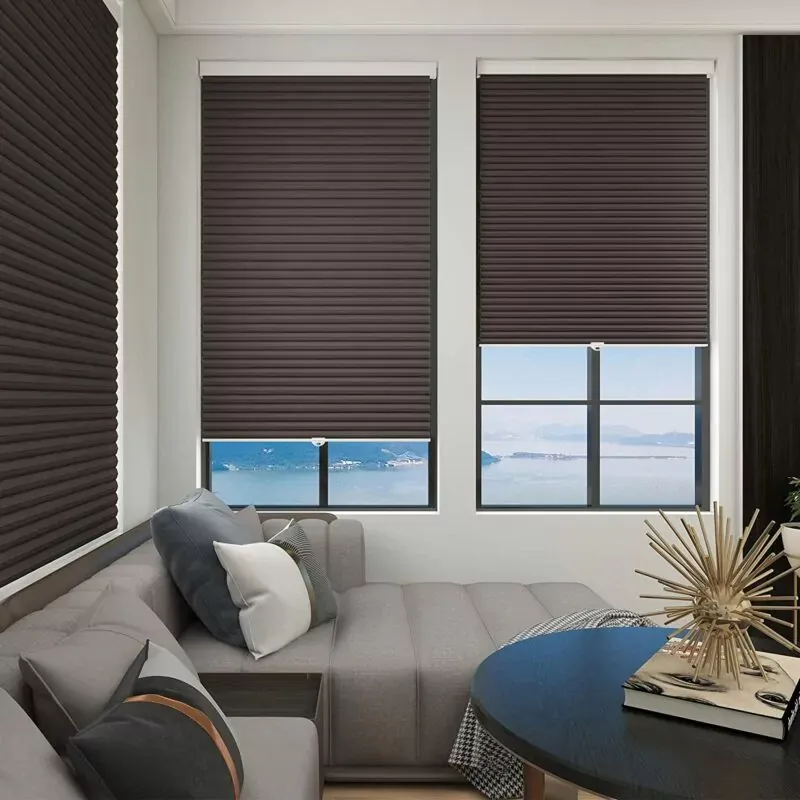 Brown Color Blackout Blinds For Living Room in Dubai Marina