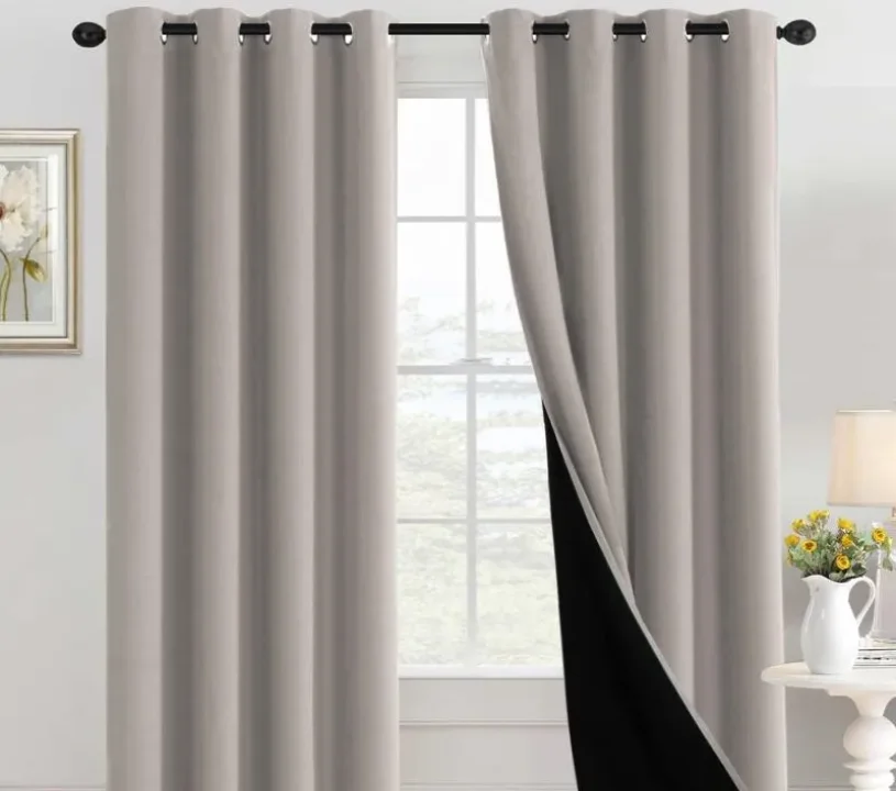 Grey Color Blackout Curtain For Livingroom in Downtown Dubai